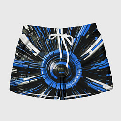 Шорты женские Чёрно-синяя сфера киберпанк, цвет: 3D-принт