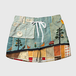 Шорты женские Детский пэчворк, цвет: 3D-принт