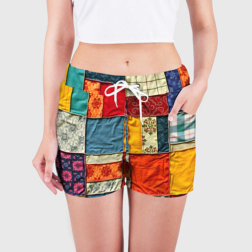 Женские шорты Пэчворк из ярких тканей / 3D-принт – фото 3