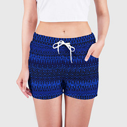 Шорты женские Чёрно-синий узоры, цвет: 3D-принт — фото 2