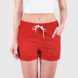 Шорты женские Красная кожаная текстура, цвет: 3D-принт — фото 2