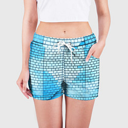 Шорты женские Синие кирпичики, цвет: 3D-принт — фото 2