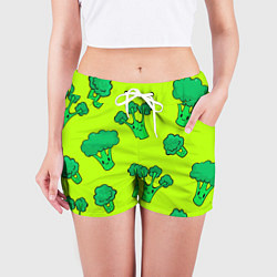 Шорты женские Желтый брокколи 2, цвет: 3D-принт — фото 2