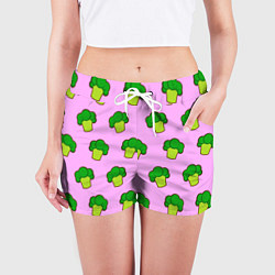 Шорты женские Фиолетовый брокколи, цвет: 3D-принт — фото 2