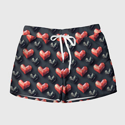 Шорты женские Геометрические сердечки, цвет: 3D-принт