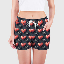 Шорты женские Геометрические сердечки, цвет: 3D-принт — фото 2