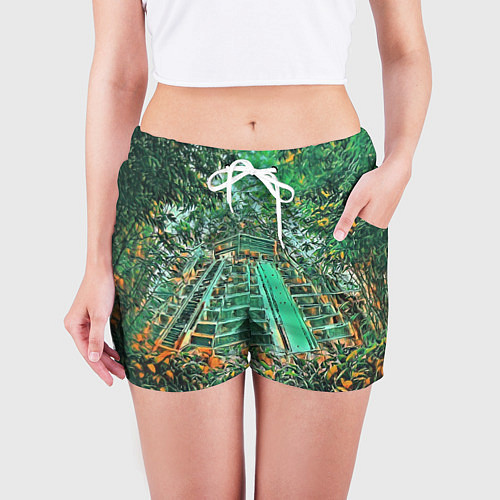 Женские шорты Башня в джунглях / 3D-принт – фото 3