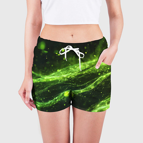 Женские шорты Текстура зеленая жидкость / 3D-принт – фото 3