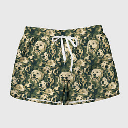 Шорты женские Камуфляжные собаки, цвет: 3D-принт