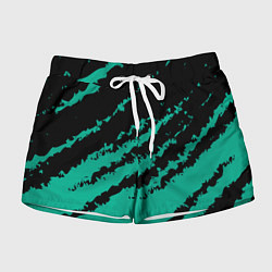 Шорты женские The color is black and turquoise, цвет: 3D-принт