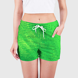 Шорты женские Сочный зелёный абстрактный, цвет: 3D-принт — фото 2