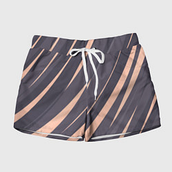 Шорты женские Перламутровый серый полосы, цвет: 3D-принт