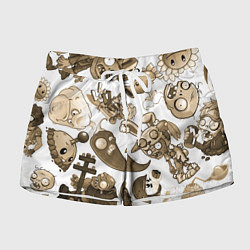 Шорты женские Растения против зомби в бежевых тонах, цвет: 3D-принт