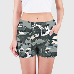 Шорты женские Темно зеленый камуфляж, цвет: 3D-принт — фото 2