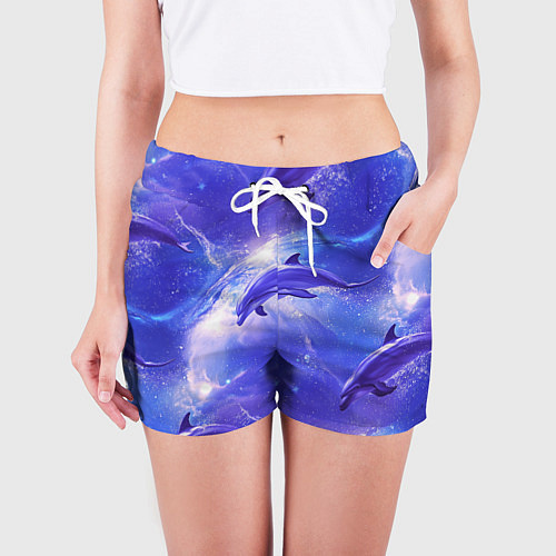 Женские шорты Дельфины в волшебном море паттерн / 3D-принт – фото 3