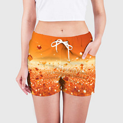 Шорты женские Оранжевые блестящие частицы текстура, цвет: 3D-принт — фото 2
