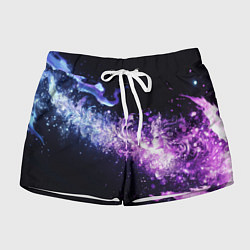 Шорты женские Фиолетово-синяя абстрактная волна, цвет: 3D-принт