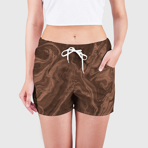 Женские шорты Коричневый абстракция в точку / 3D-принт – фото 3