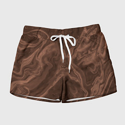Шорты женские Коричневый абстракция в точку, цвет: 3D-принт