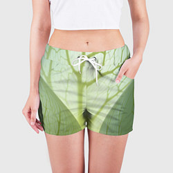 Шорты женские Макро съемка листа, цвет: 3D-принт — фото 2