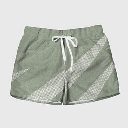 Шорты женские Светлый серо-зелёный абстрактный, цвет: 3D-принт