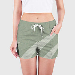 Шорты женские Светлый серо-зелёный абстрактный, цвет: 3D-принт — фото 2