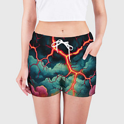 Шорты женские Молнии в виде разлома, цвет: 3D-принт — фото 2