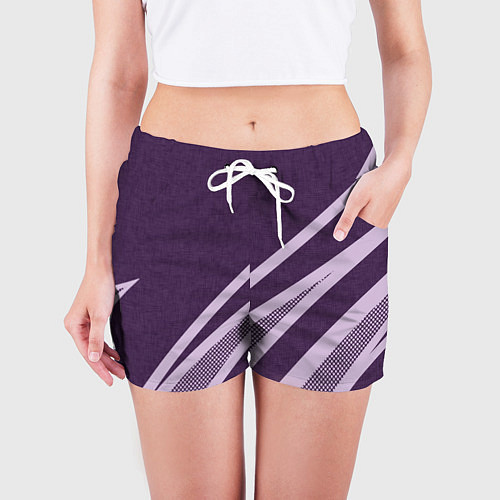 Женские шорты Фиолетовый абстрактный с полосой / 3D-принт – фото 3