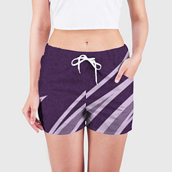 Шорты женские Фиолетовый абстрактный с полосой, цвет: 3D-принт — фото 2