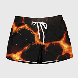 Женские шорты Оранжевый разлом на черной текстуре