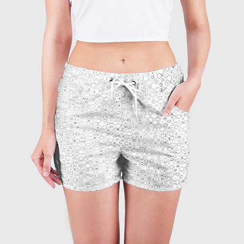 Женские шорты Белый с абстрактным узором / 3D-принт – фото 3