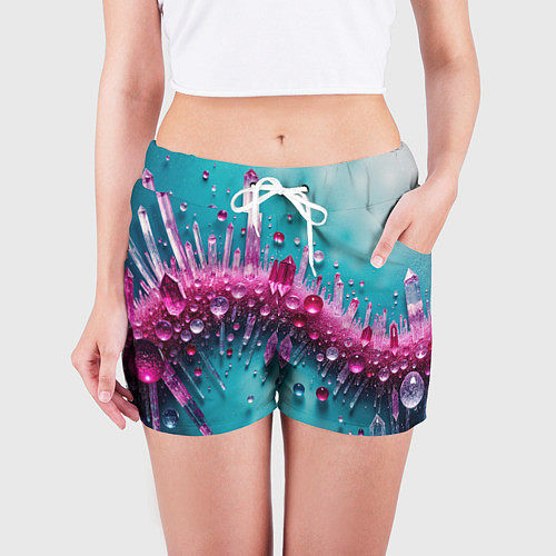 Женские шорты Розовые кристаллы / 3D-принт – фото 3