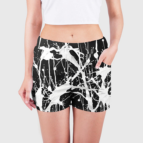 Женские шорты Брызги белой краски / 3D-принт – фото 3