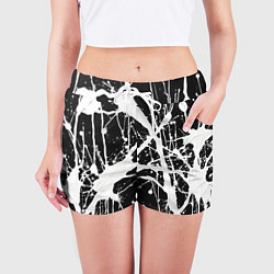 Шорты женские Брызги белой краски, цвет: 3D-принт — фото 2