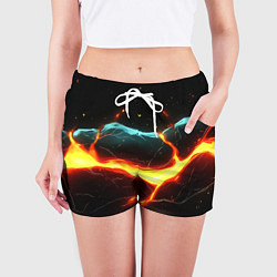 Шорты женские Лава в черной текстуре, цвет: 3D-принт — фото 2