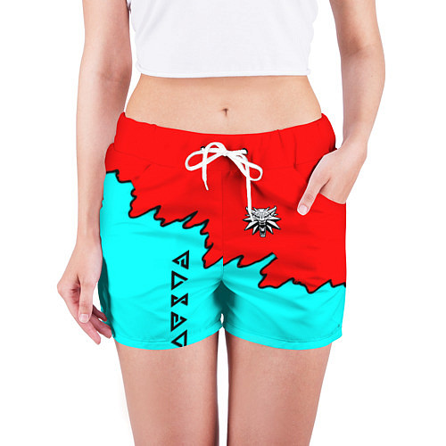 Женские шорты Ведьмак краски логотип / 3D-принт – фото 3