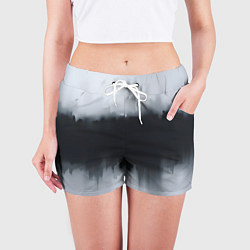 Шорты женские Разводы черной краски, цвет: 3D-принт — фото 2