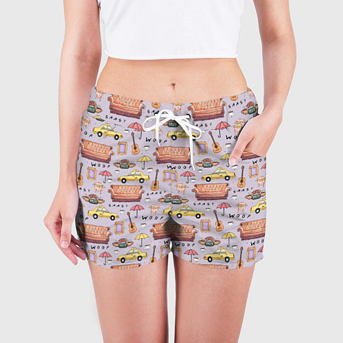 Женские шорты Друзья - паттерн / 3D-принт – фото 3