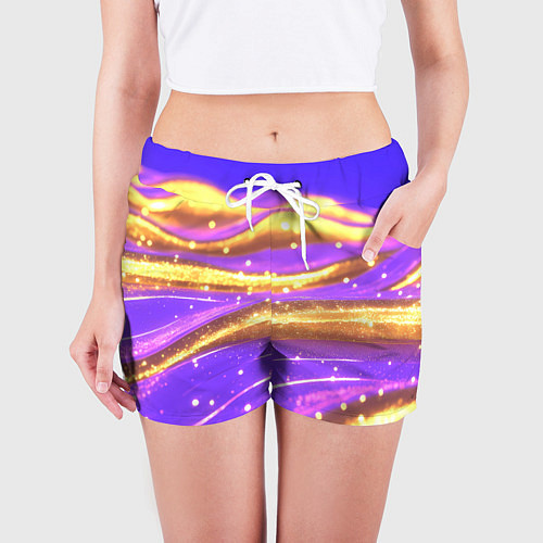 Женские шорты Блестящая волнистая текстура / 3D-принт – фото 3