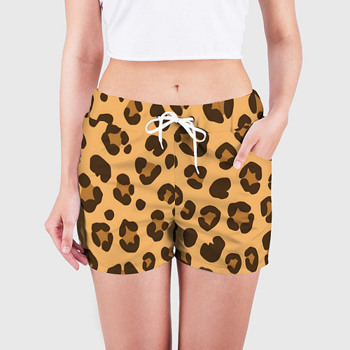 Женские шорты Коричневые пятна леопарда / 3D-принт – фото 3
