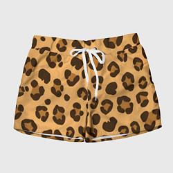 Шорты женские Коричневые пятна леопарда, цвет: 3D-принт