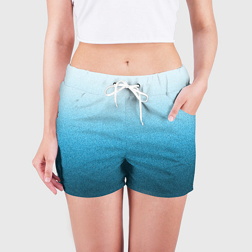 Женские шорты Голубой мягкий градиент текстура крошка / 3D-принт – фото 3