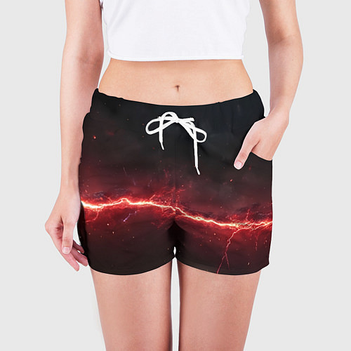 Женские шорты Красная линия - молния / 3D-принт – фото 3
