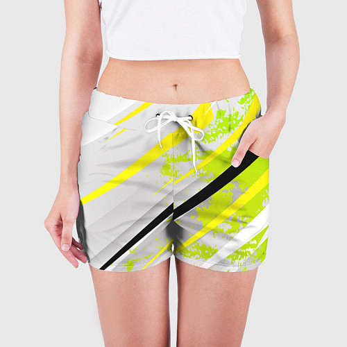 Женские шорты Color white light green / 3D-принт – фото 3
