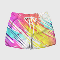 Шорты женские Брызги краски на белом фоне, цвет: 3D-принт
