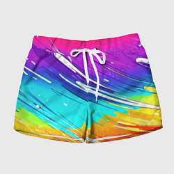 Шорты женские Радужные брызги краски текстура, цвет: 3D-принт