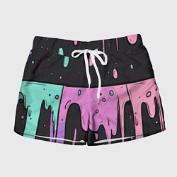 Шорты женские Стекающая краска текстура, цвет: 3D-принт