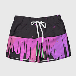 Шорты женские Фиолетовая текстура на черном фоне, цвет: 3D-принт