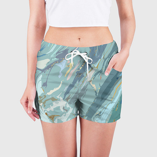 Женские шорты Холодный голубой абстракция / 3D-принт – фото 3