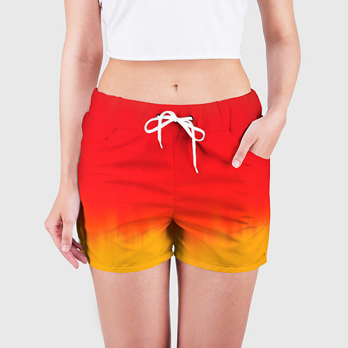 Женские шорты Абстракция с красным и желтым / 3D-принт – фото 3